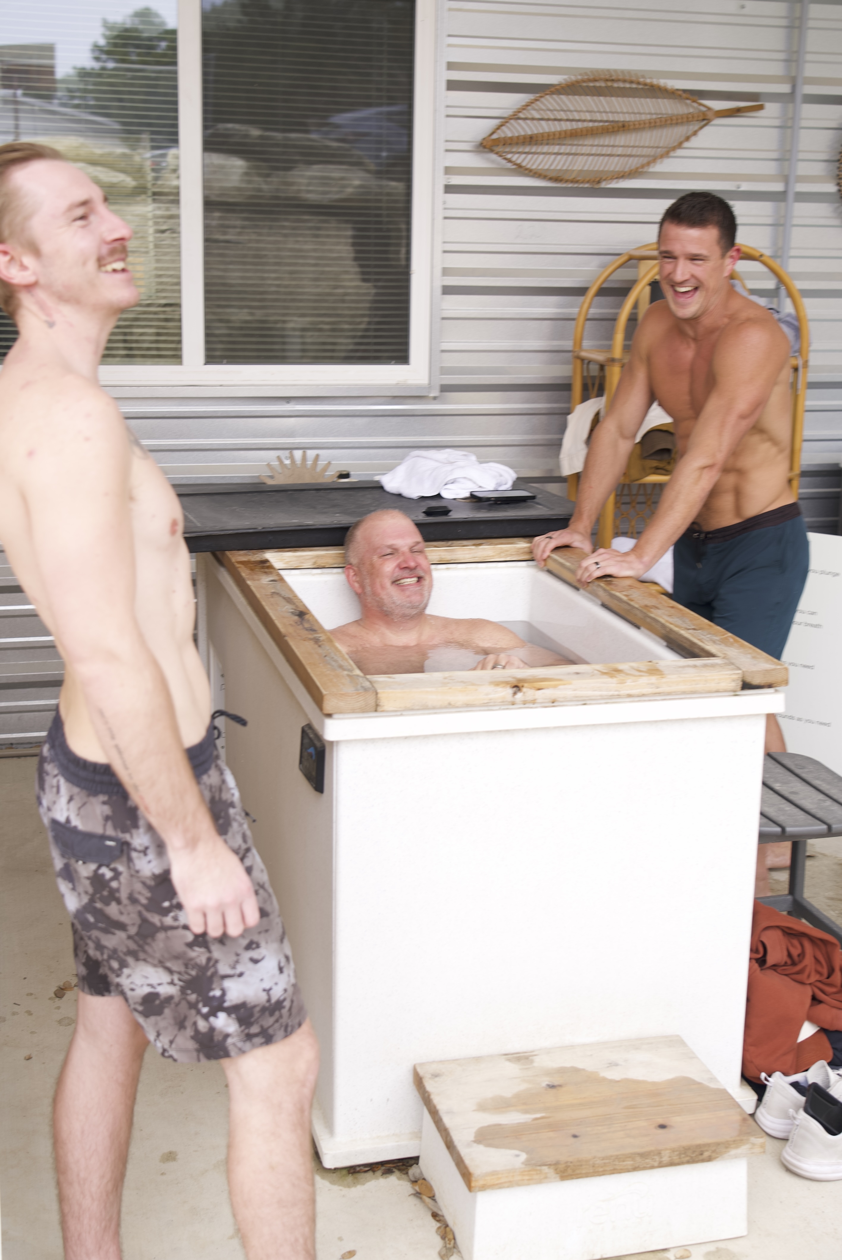 Cold plunge and hot tub at AWKN Ranch