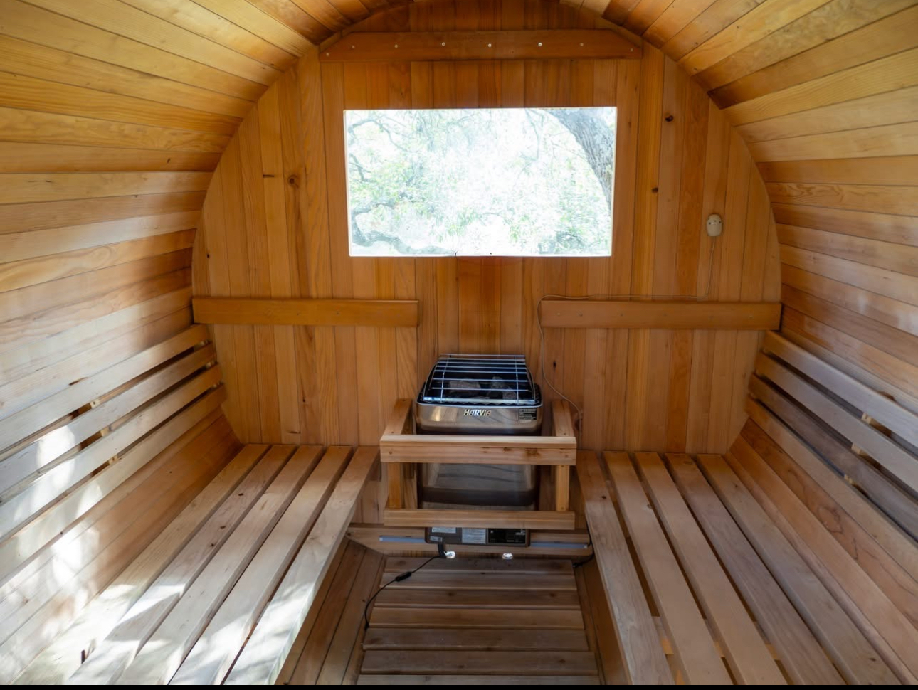 Barrel sauna interior